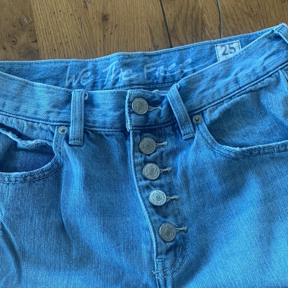 Free People Blossom Rigid High Rise Jeans Women’s Light Wash Distressed Size 25 - Picture 5 of 12